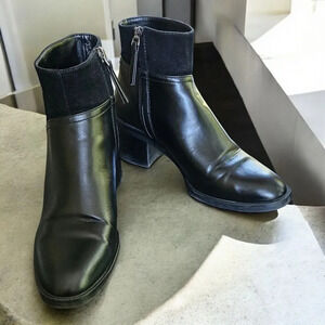 Zara Black Leather & Suede Chelsea Ankle Boots EUR 40 US 8 Basic Collection